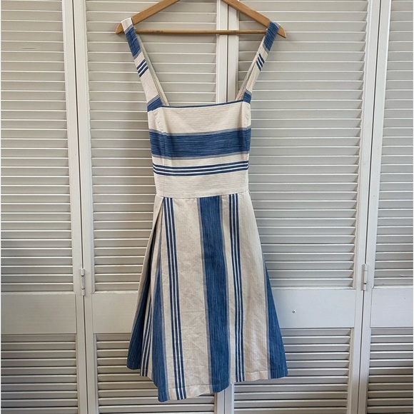 Polo by Ralph Lauren Dress - Criss cross Fit and Flare Blue Cream Size 12 - Picture 3 of 11